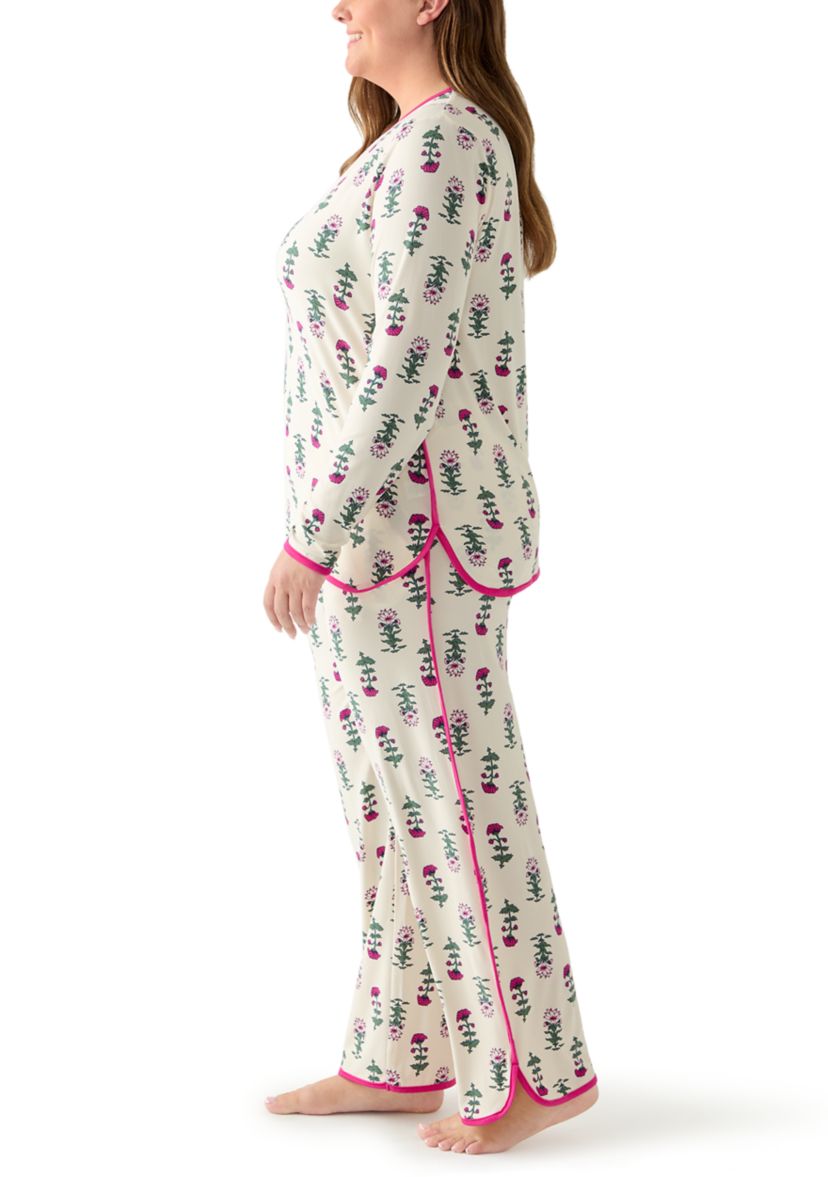 Plus Size Long Sleeve Pajama Top & Pants Set