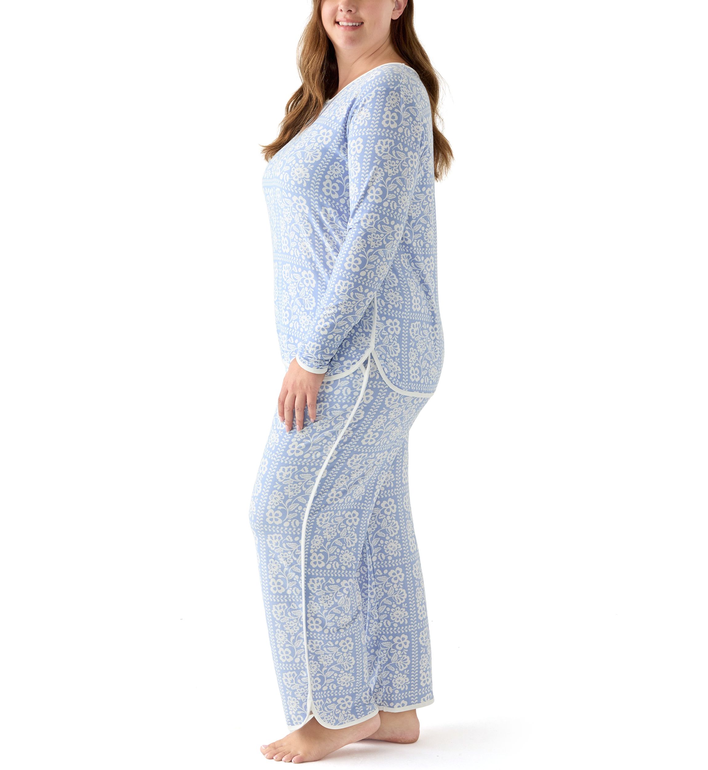 Plus Size Long Sleeve Pajama Top & Pants Set