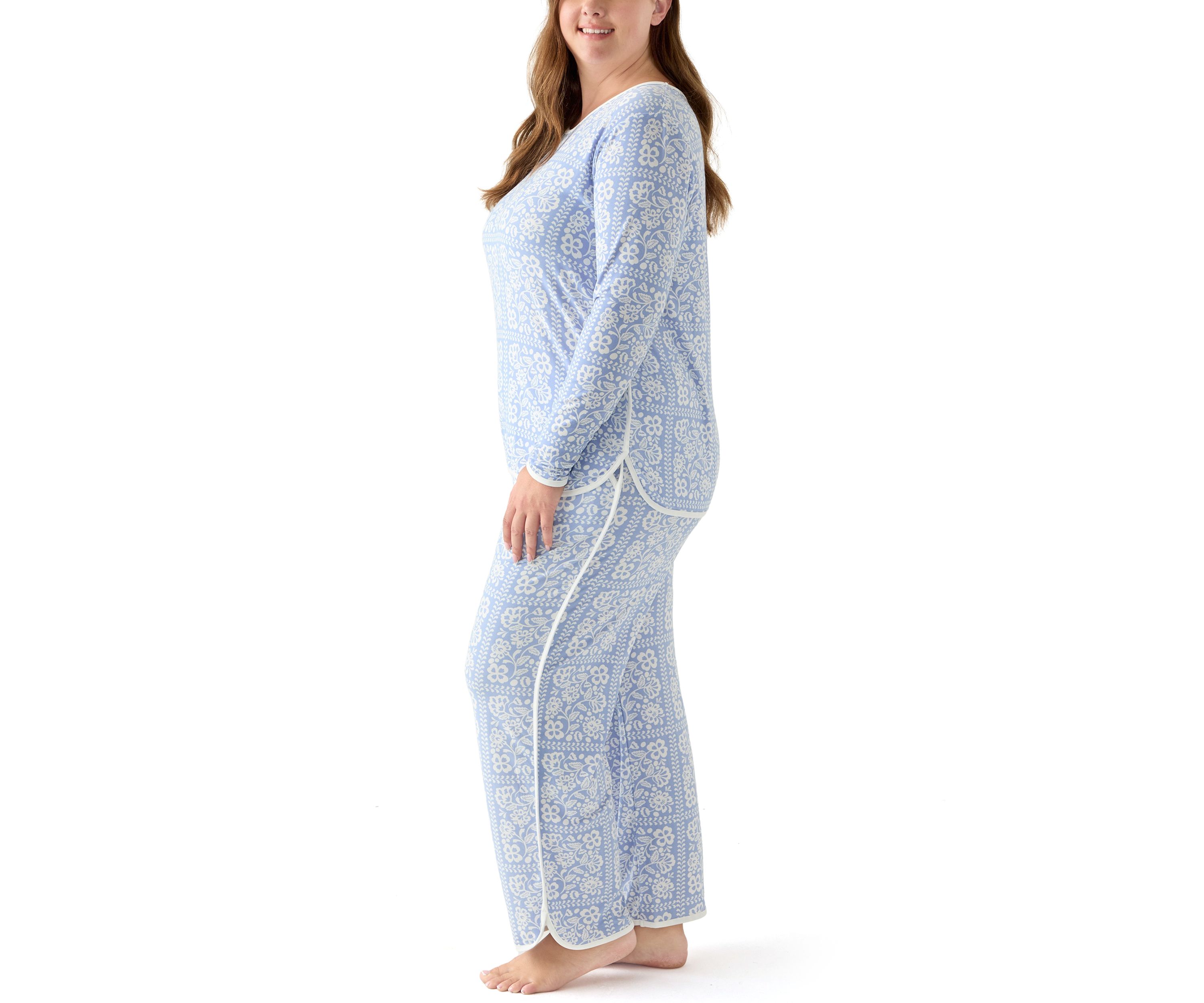 Plus Size Long Sleeve Pajama Top & Pants Set