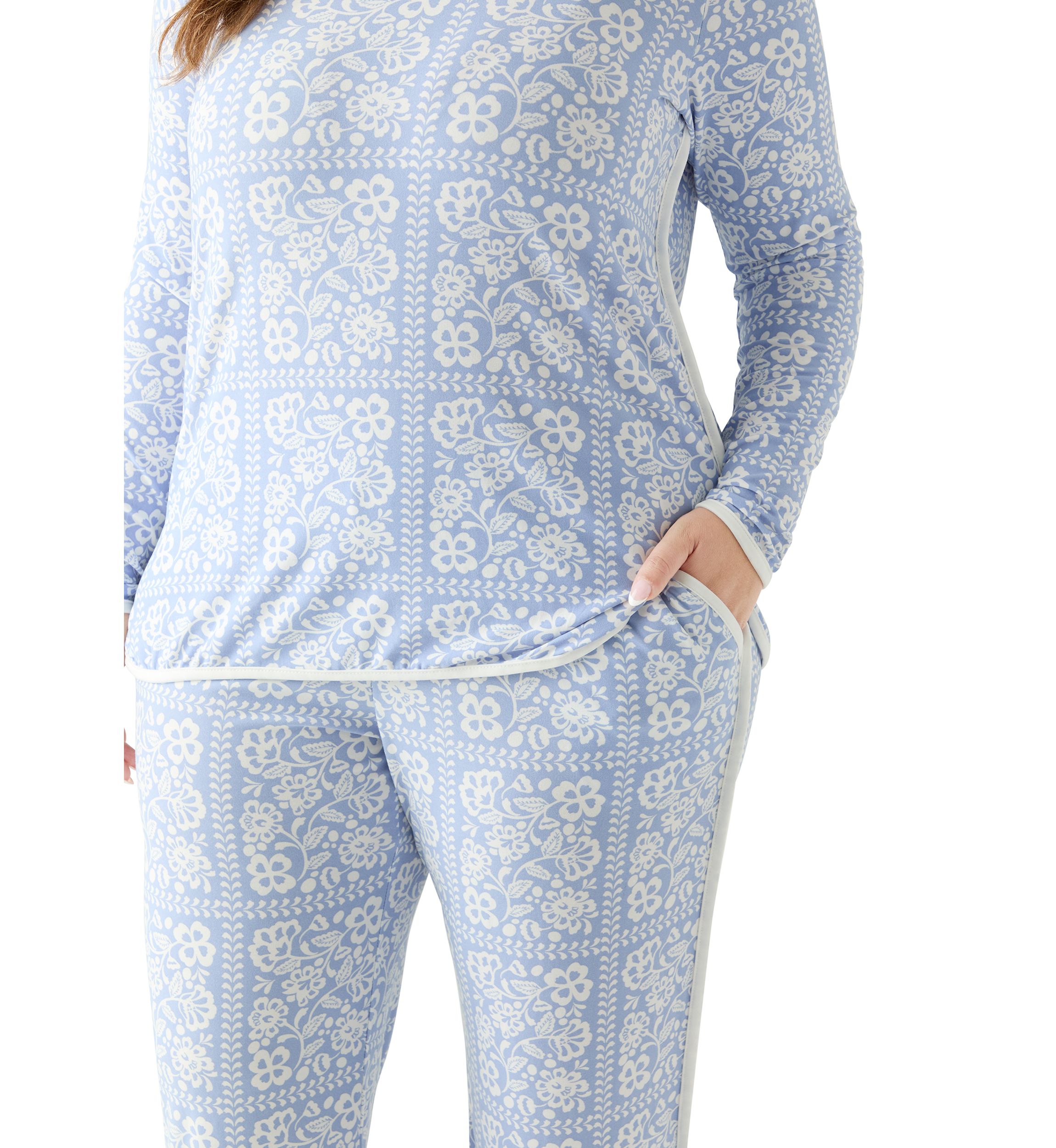 Plus Size Long Sleeve Pajama Top & Pants Set
