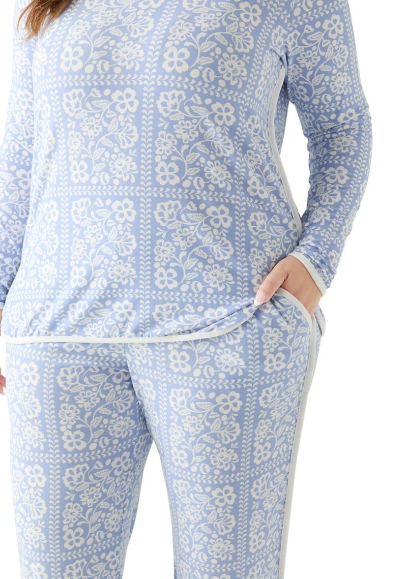 Plus Size Long Sleeve Pajama Top & Pants Set