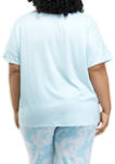 Plus Size Cozy Ribbed Short Sleeve V-Neck Pajama Shirt