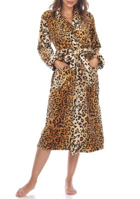 White Mark Women's Cozy Lounge Robe, Brown, L/XL