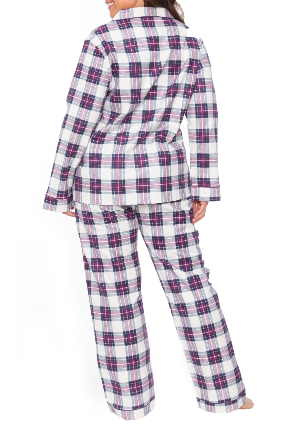 Plus Size 2 Piece Flannel Pajama Set