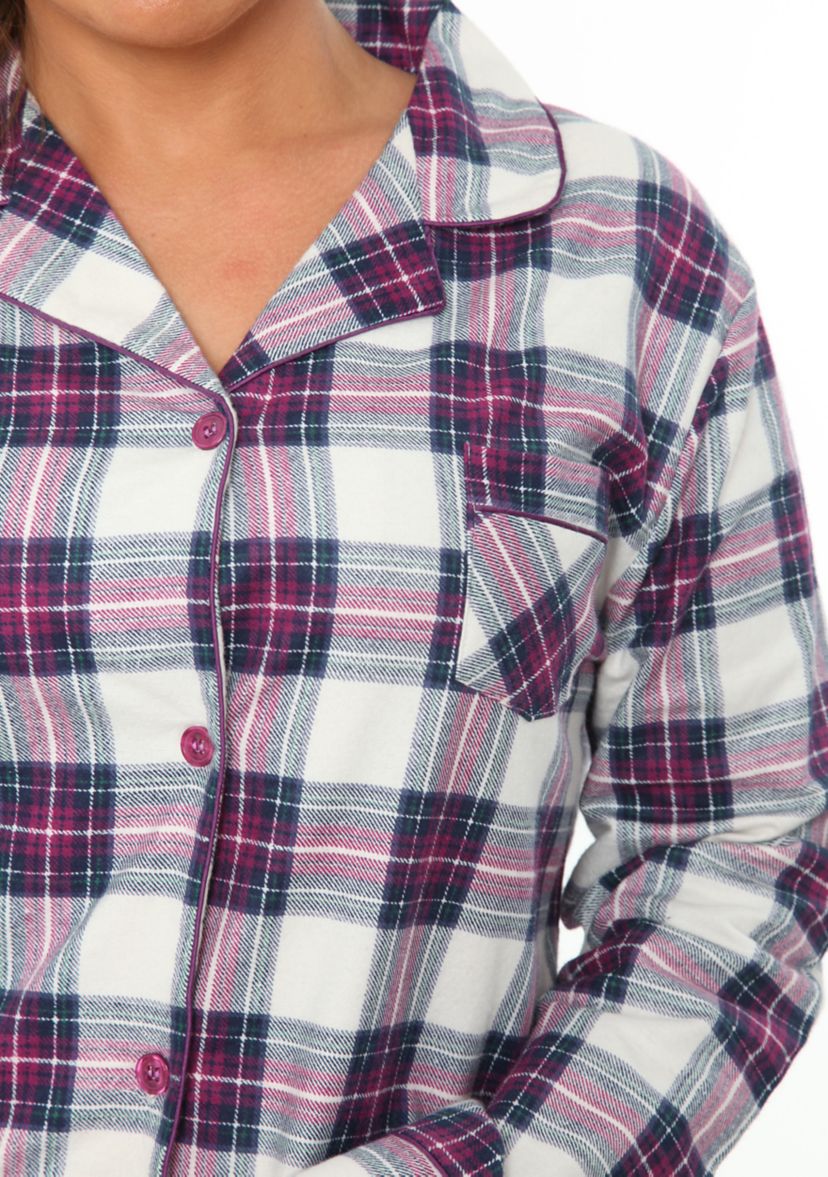 Plus Size 2 Piece Flannel Pajama Set