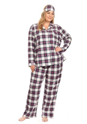 White Mark Women's Plus Size 3 Piece Pajama Set, 1X