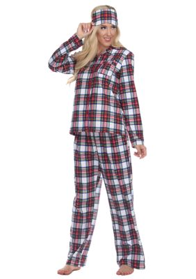 White Mark Women's 3 Piece Pajama Set, Red, Large