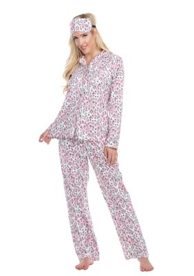 White Mark Women's 3 Piece Pajama Set, Pink, XL