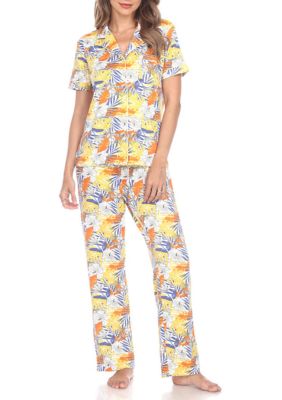White Mark Women's Tropical Print Pajama Set