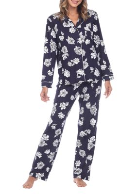 White Mark Women's Long Sleeve Floral Pajama Set