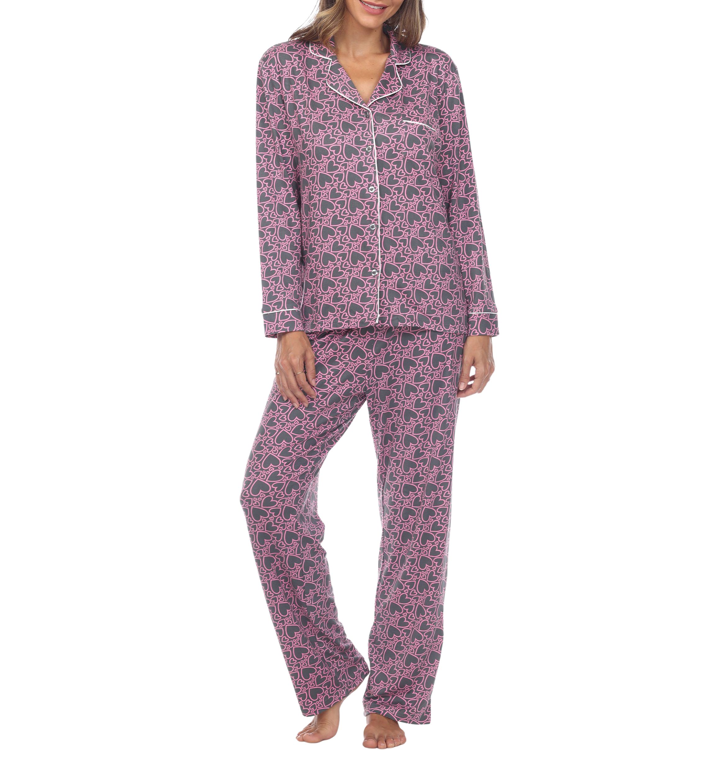 Long Sleeve Heart Print Pajama Set