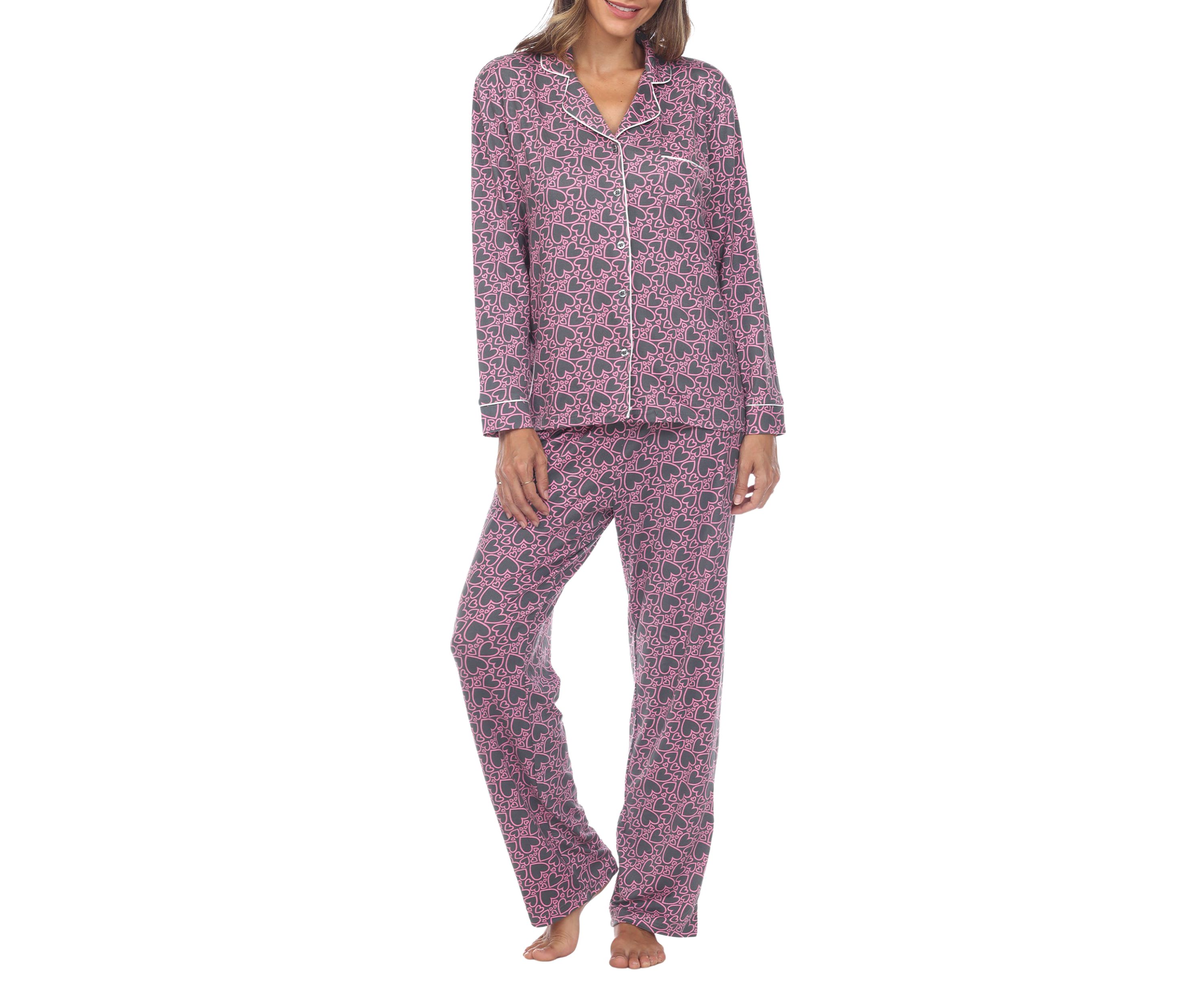 Long Sleeve Heart Print Pajama Set