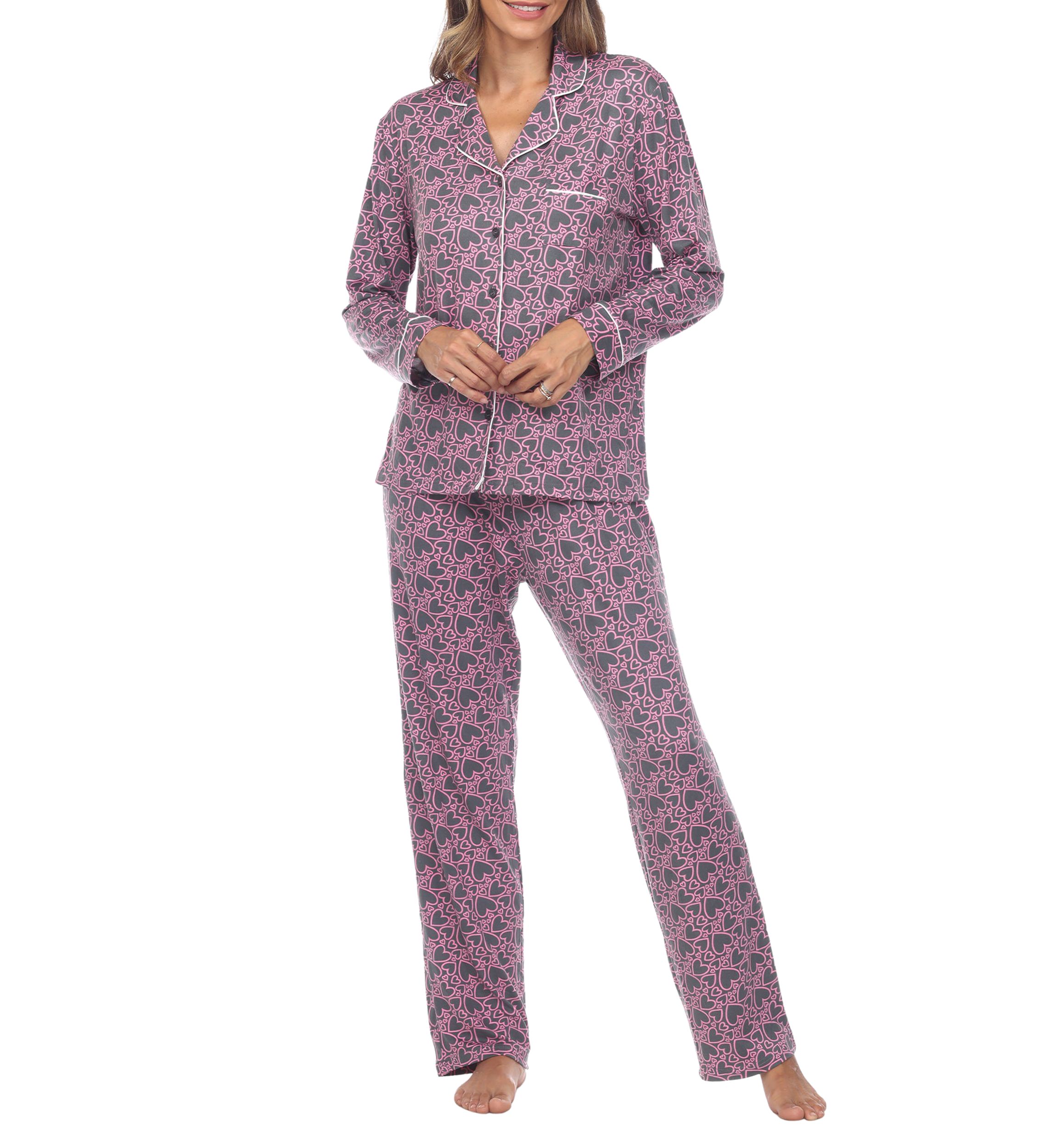 Long Sleeve Heart Print Pajama Set