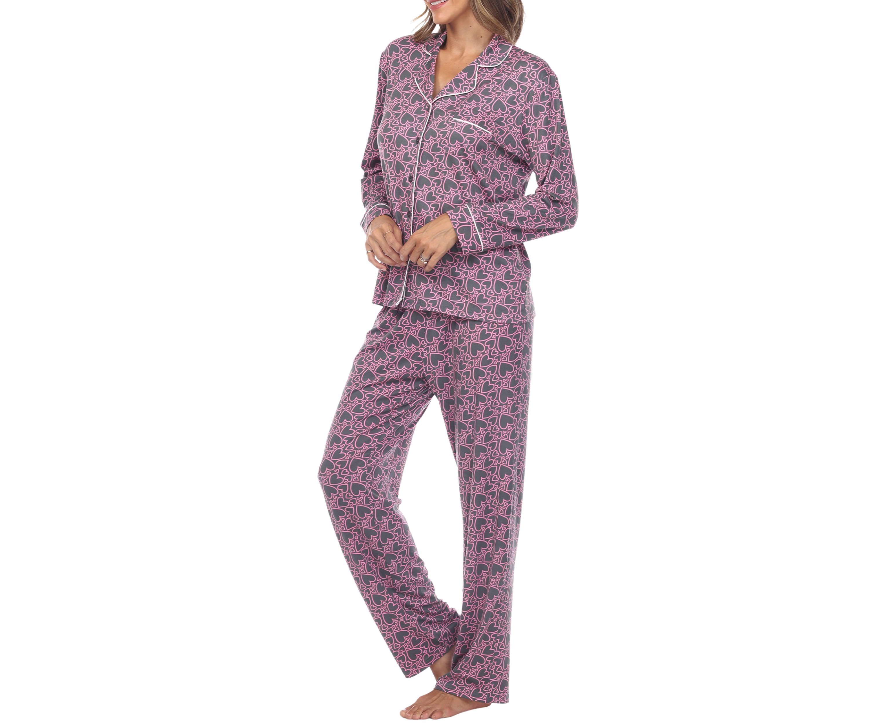 Long Sleeve Heart Print Pajama Set