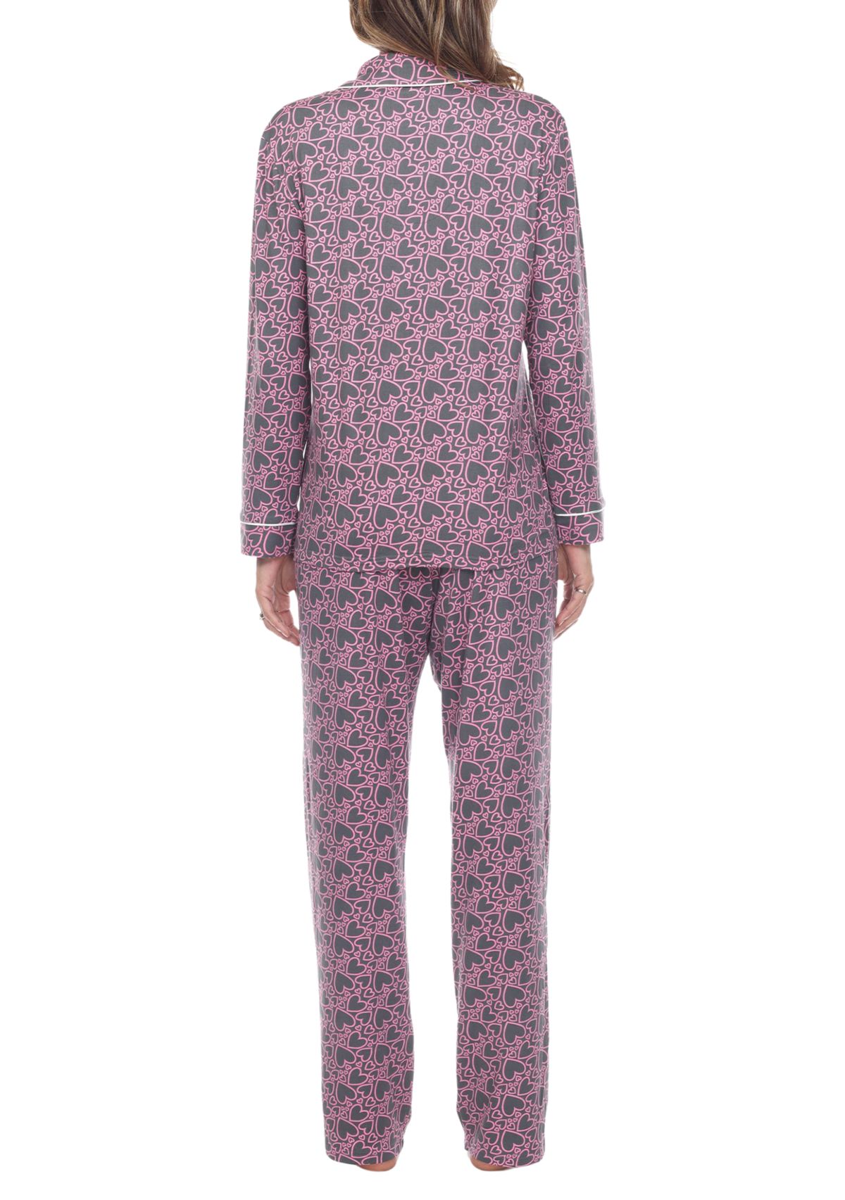 Long Sleeve Heart Print Pajama Set