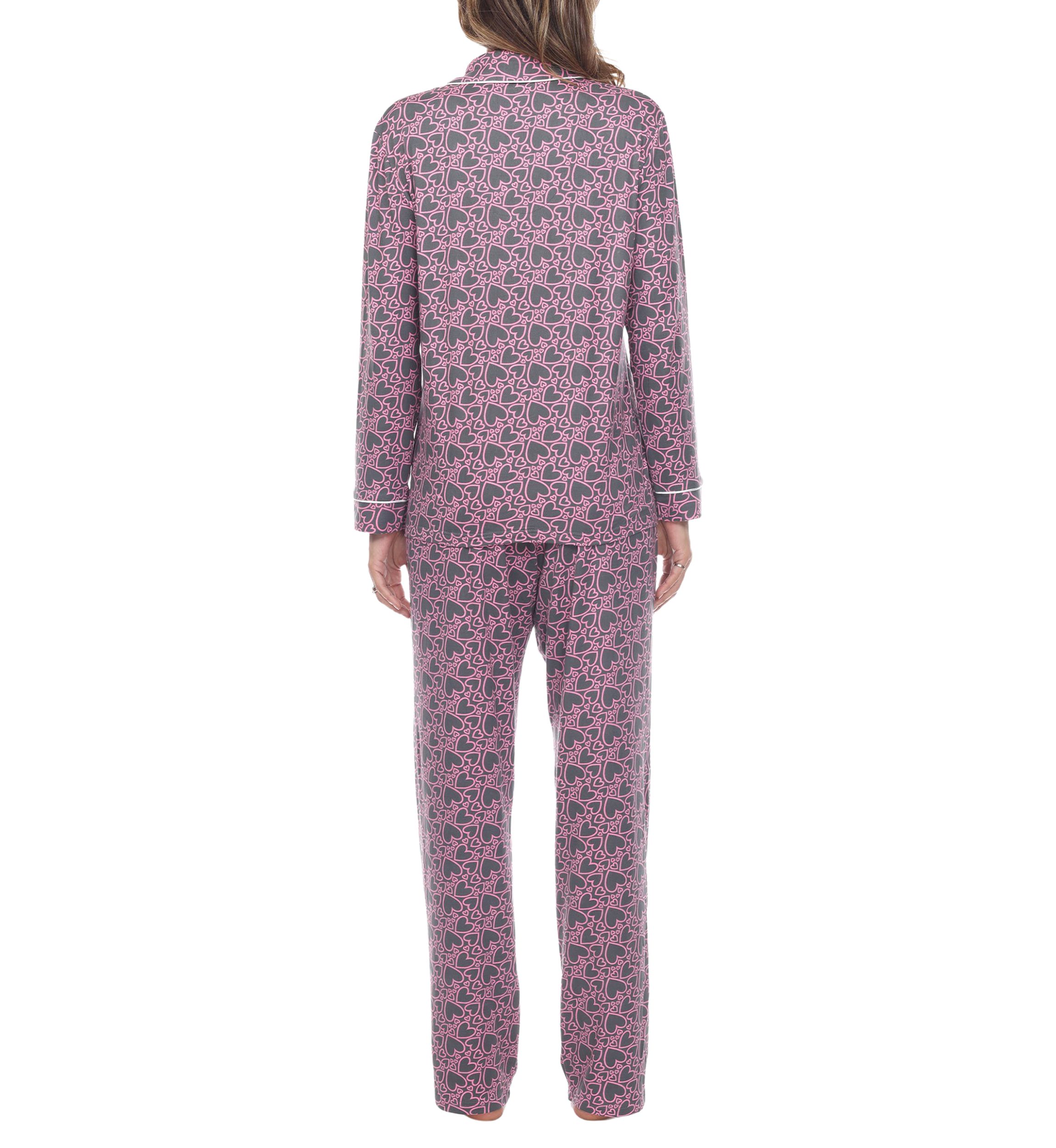 Long Sleeve Heart Print Pajama Set
