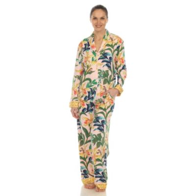 White Mark Women's Two Piece Wildflower Print Pajama Set