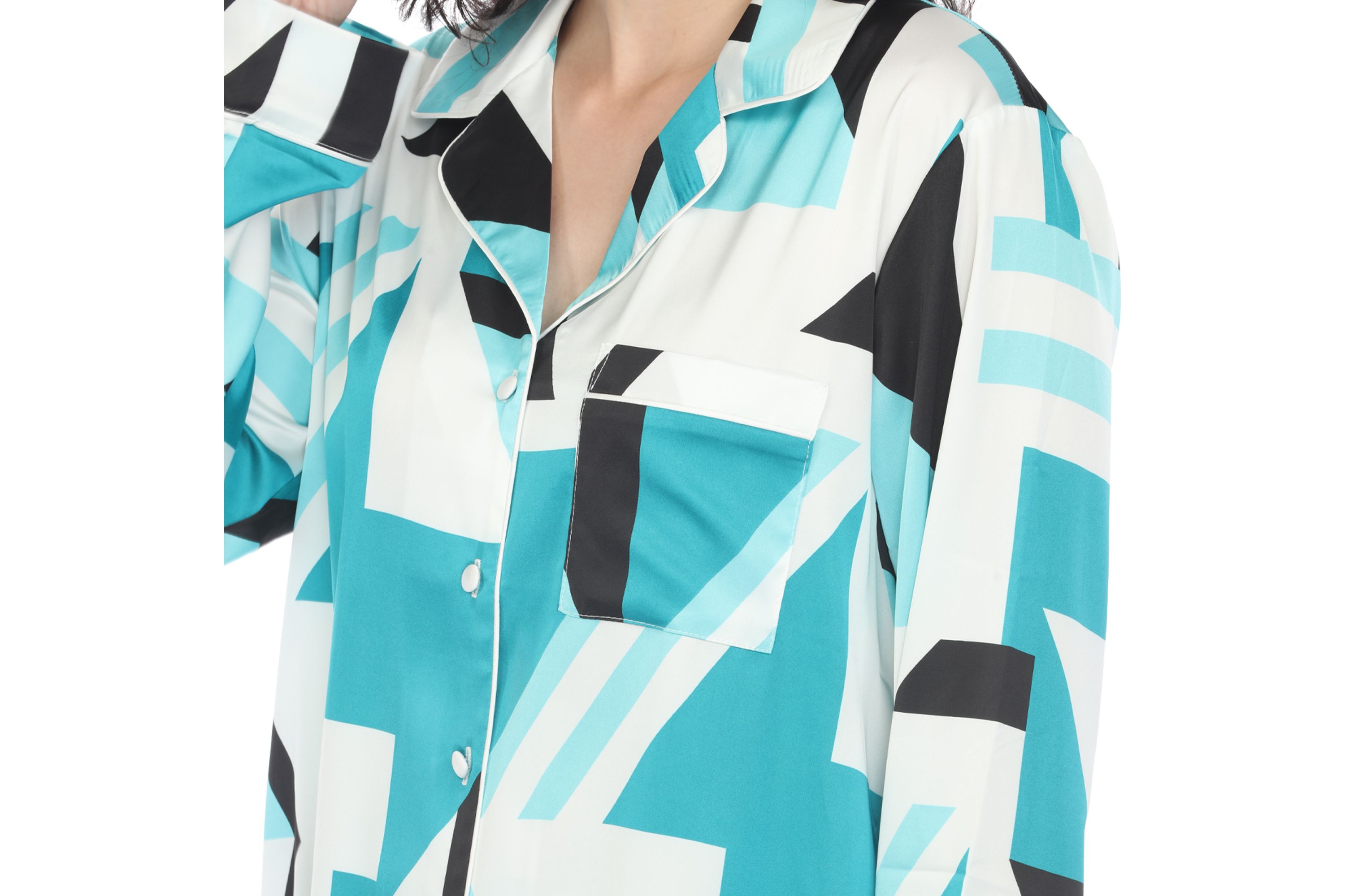 Printed Satin Pajama Set