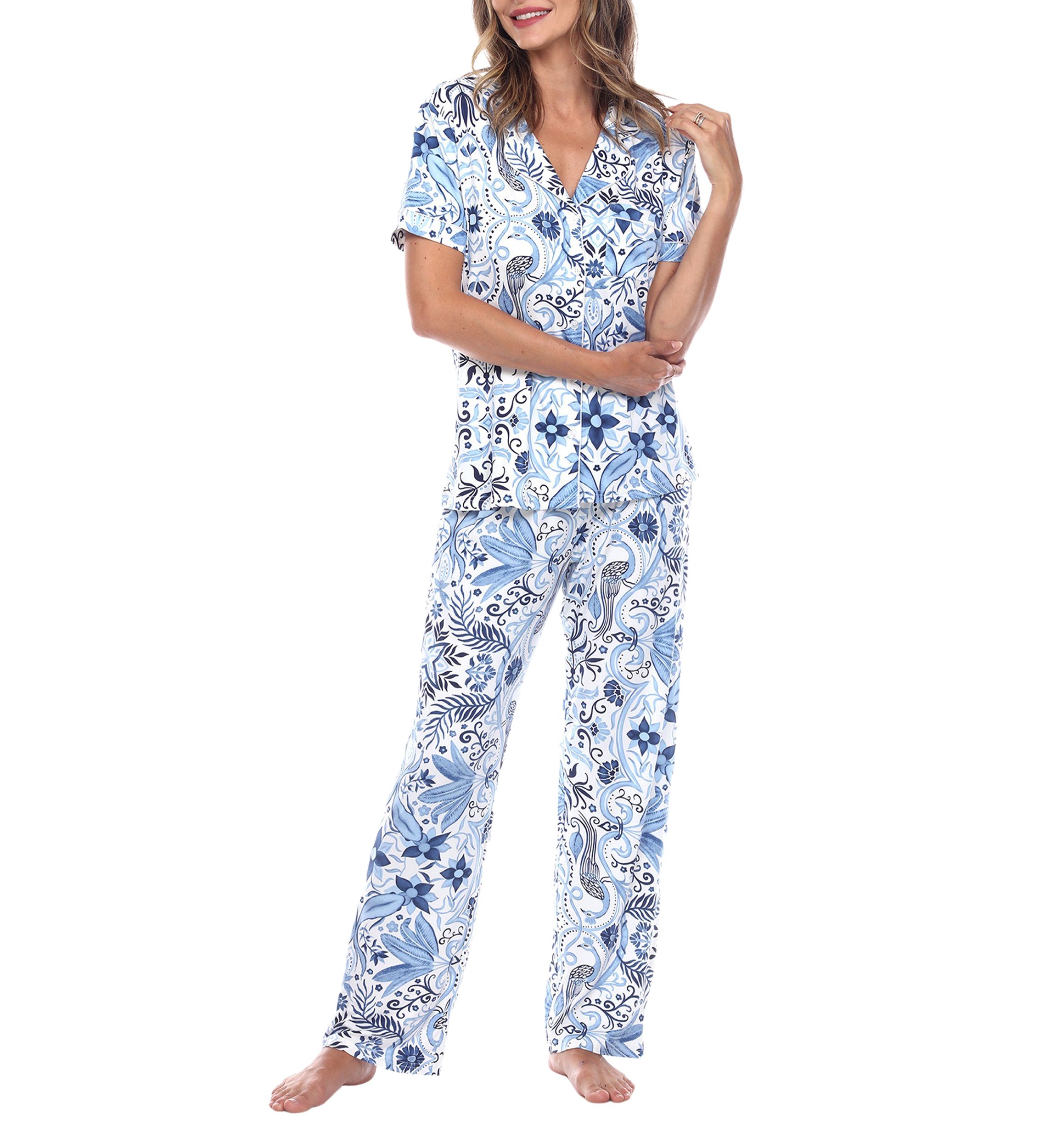 Short Sleeve & Pants Tropical Pajama Set