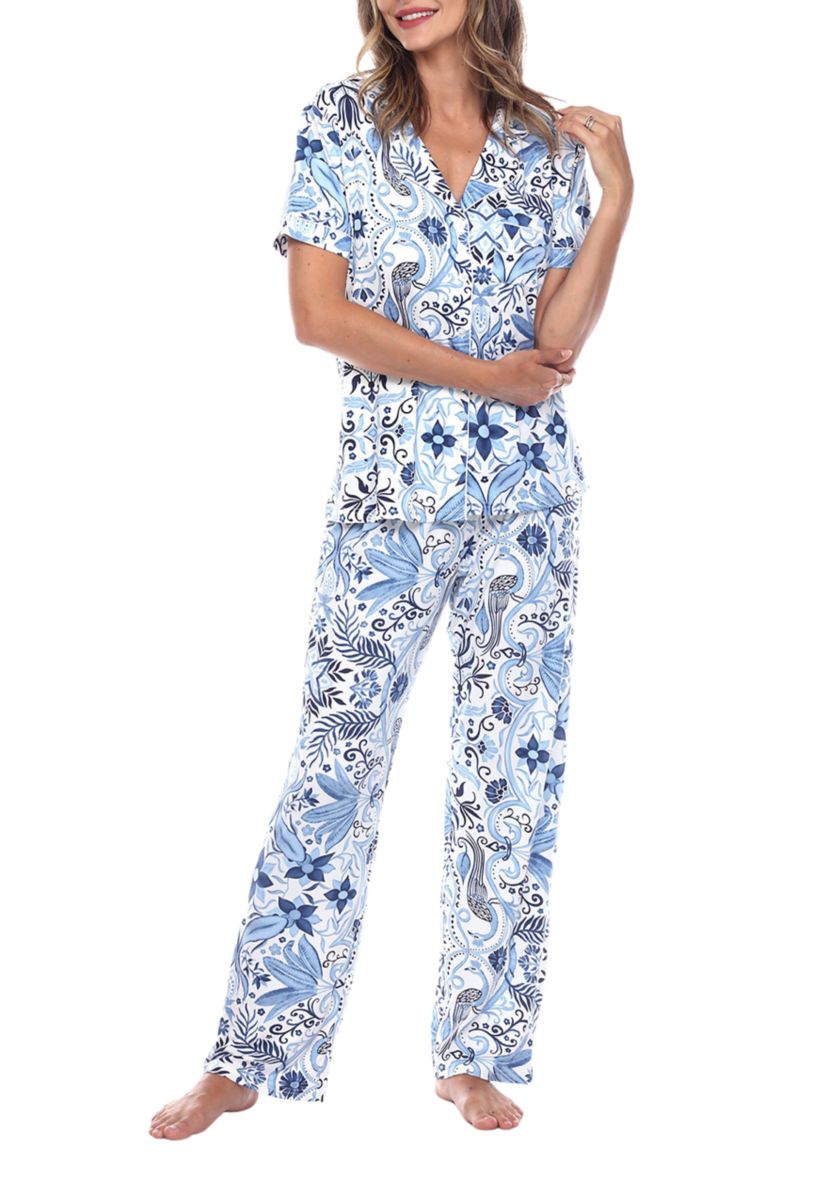 Short Sleeve & Pants Tropical Pajama Set