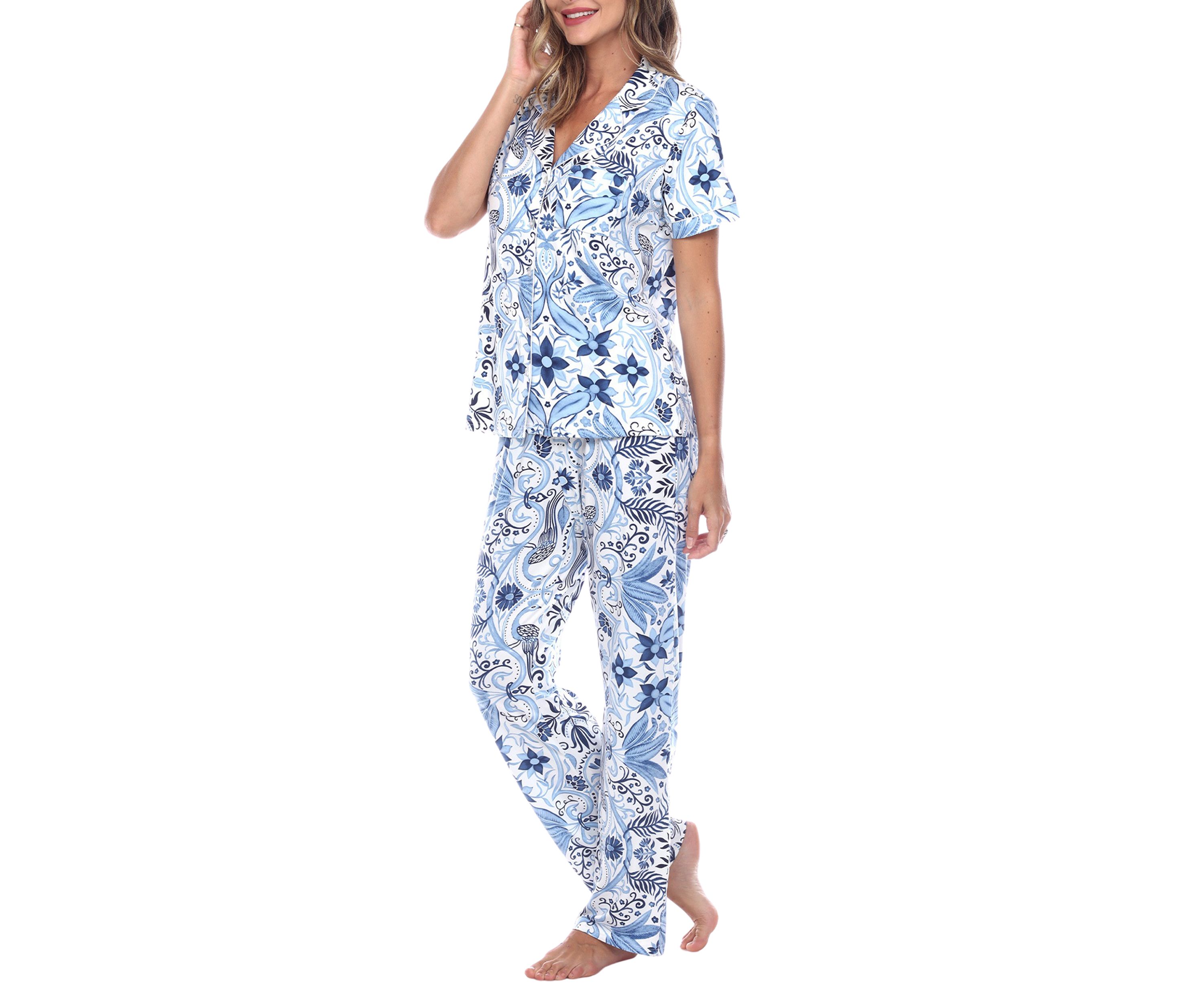 Short Sleeve & Pants Tropical Pajama Set