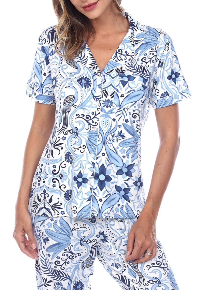 Short Sleeve & Pants Tropical Pajama Set