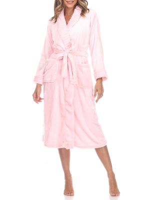 White Mark Women's Cozy Lounge Robe, Pink, 2X/3X