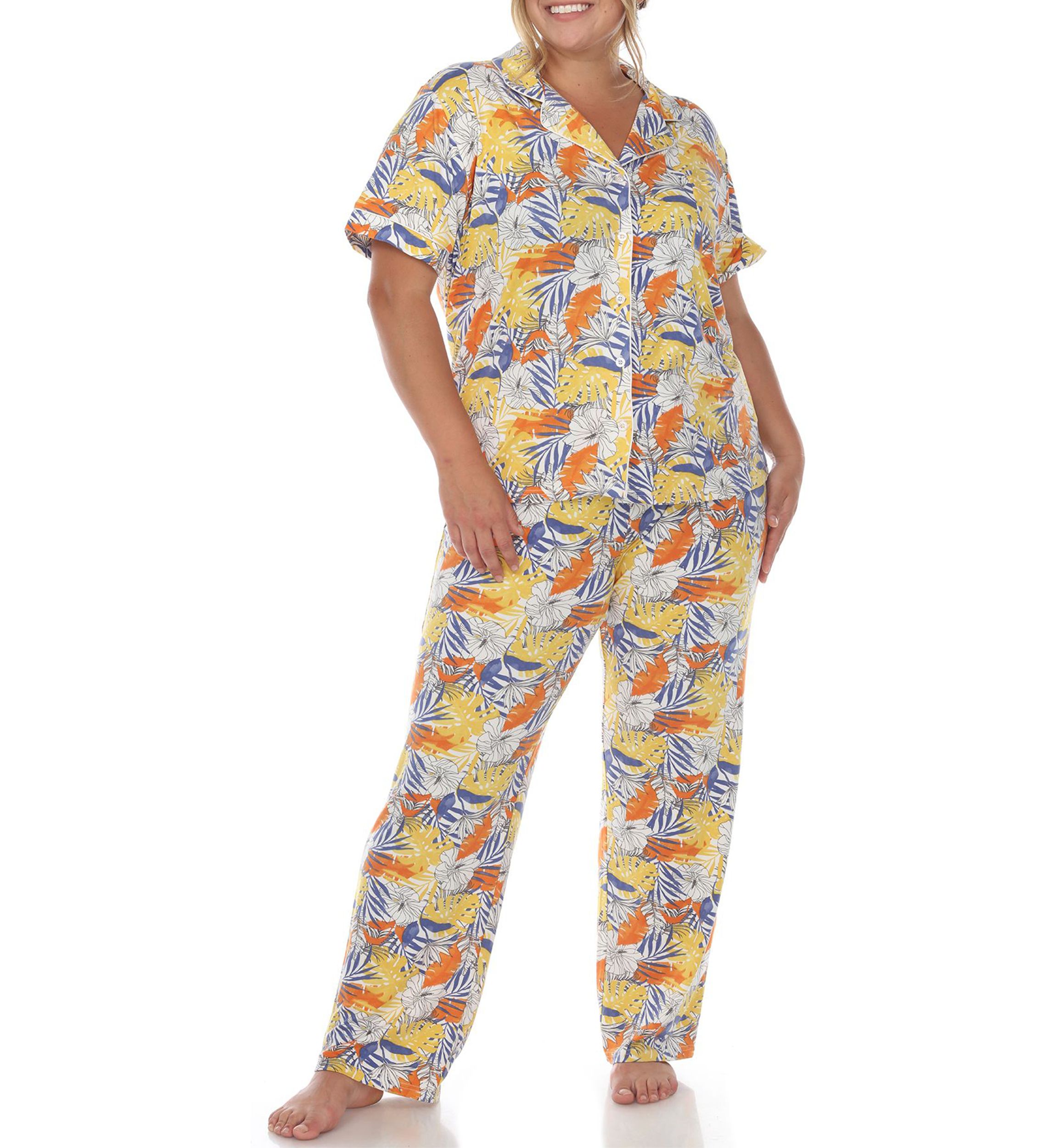 Plus Size Tropical Print Pajama Set