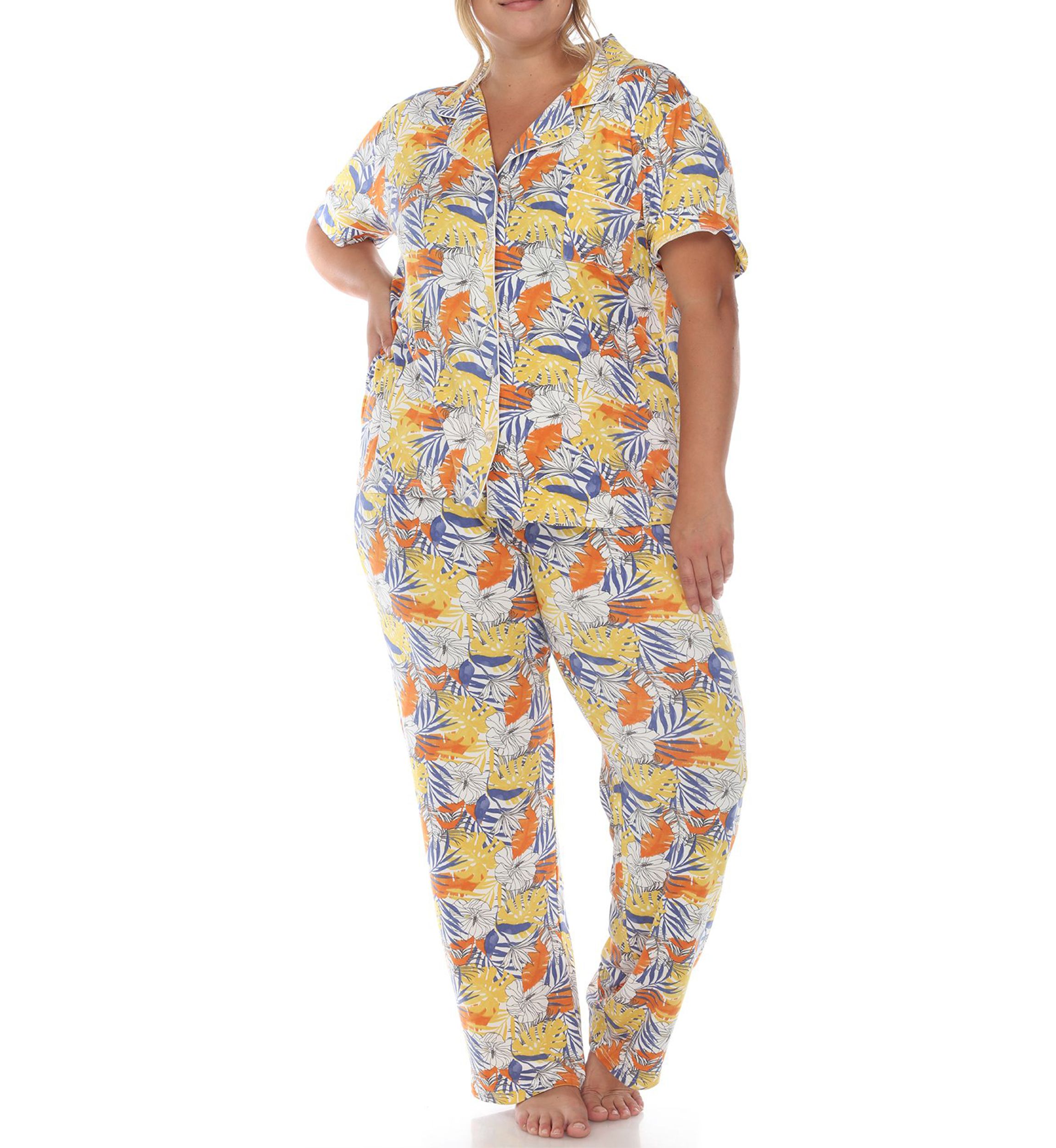 Plus Size Tropical Print Pajama Set