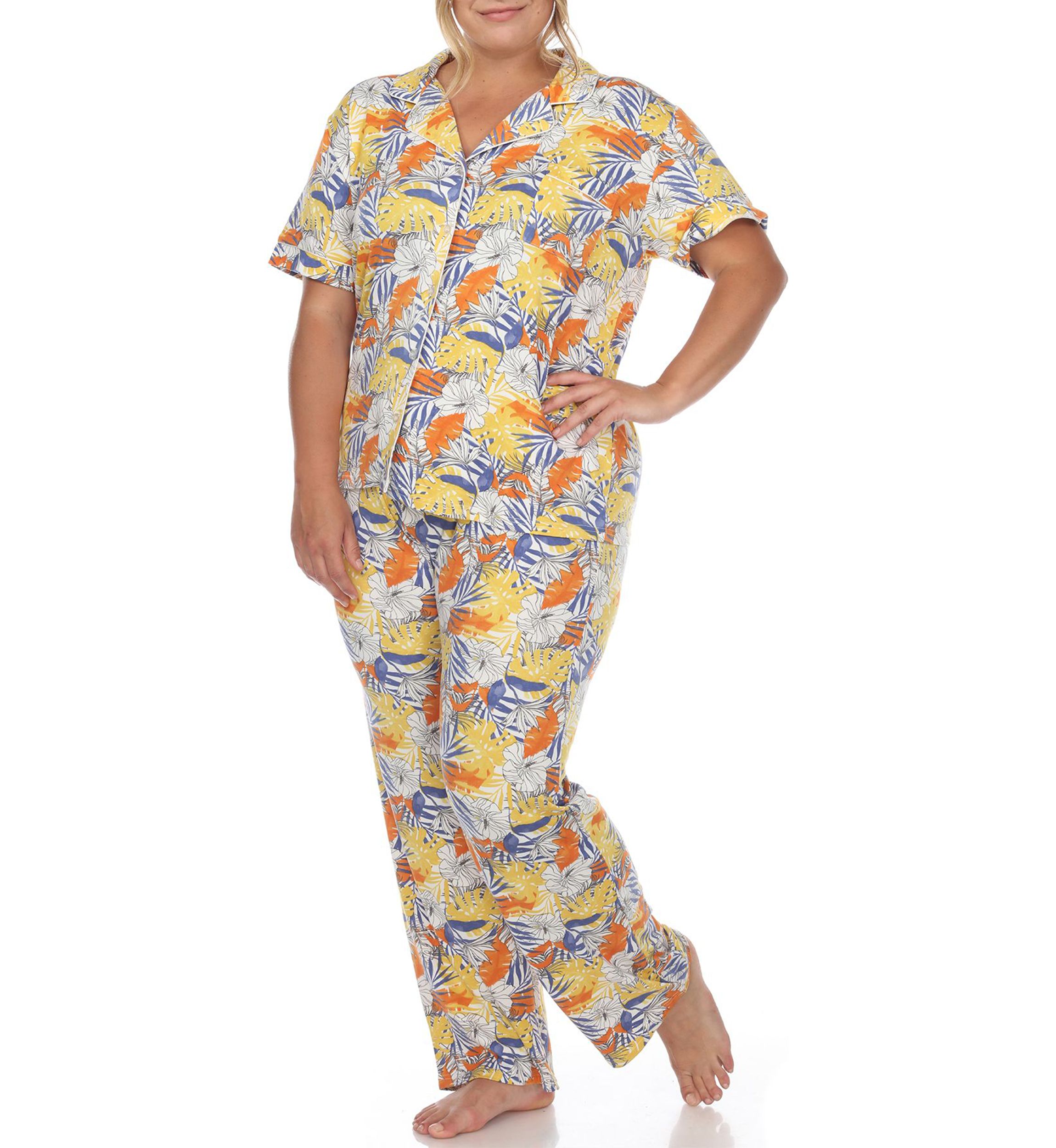 Plus Size Tropical Print Pajama Set