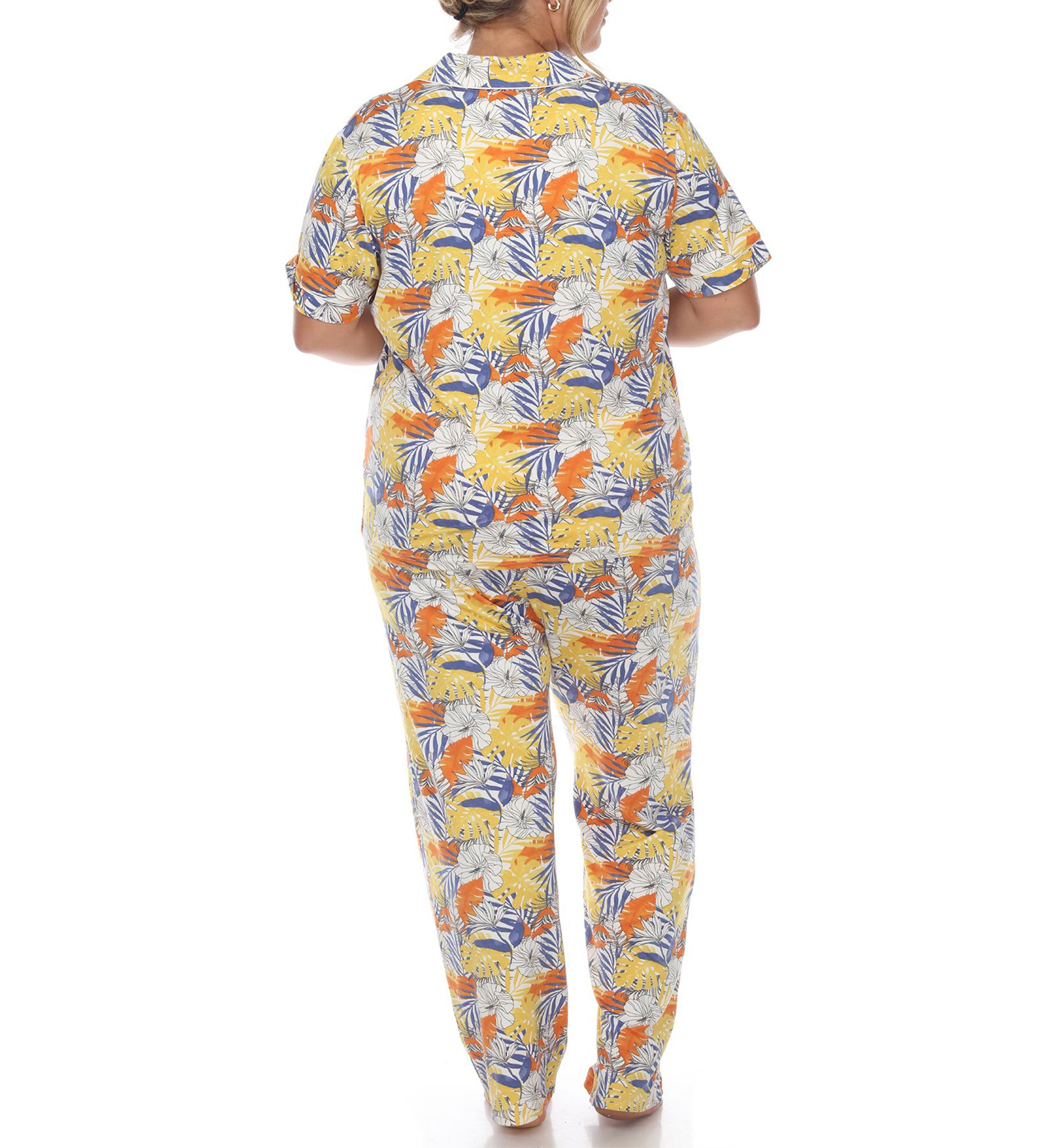 Plus Size Tropical Print Pajama Set