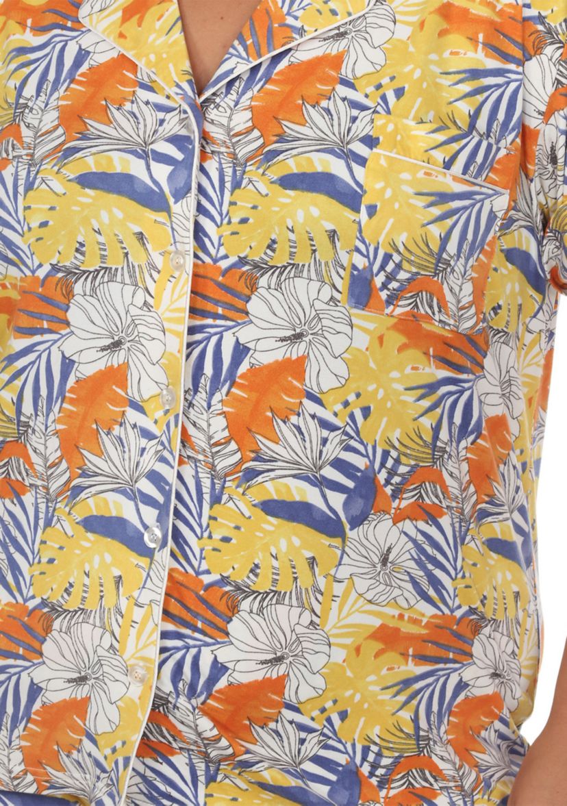 Plus Size Tropical Print Pajama Set