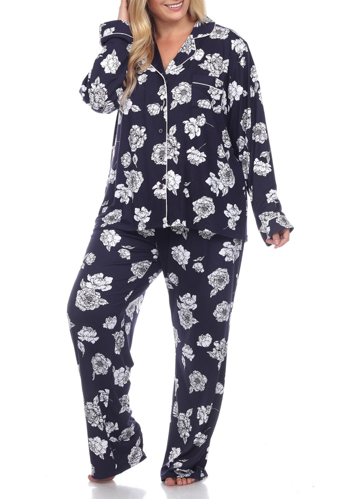Plus Size Long Sleeve Floral Pajama Set