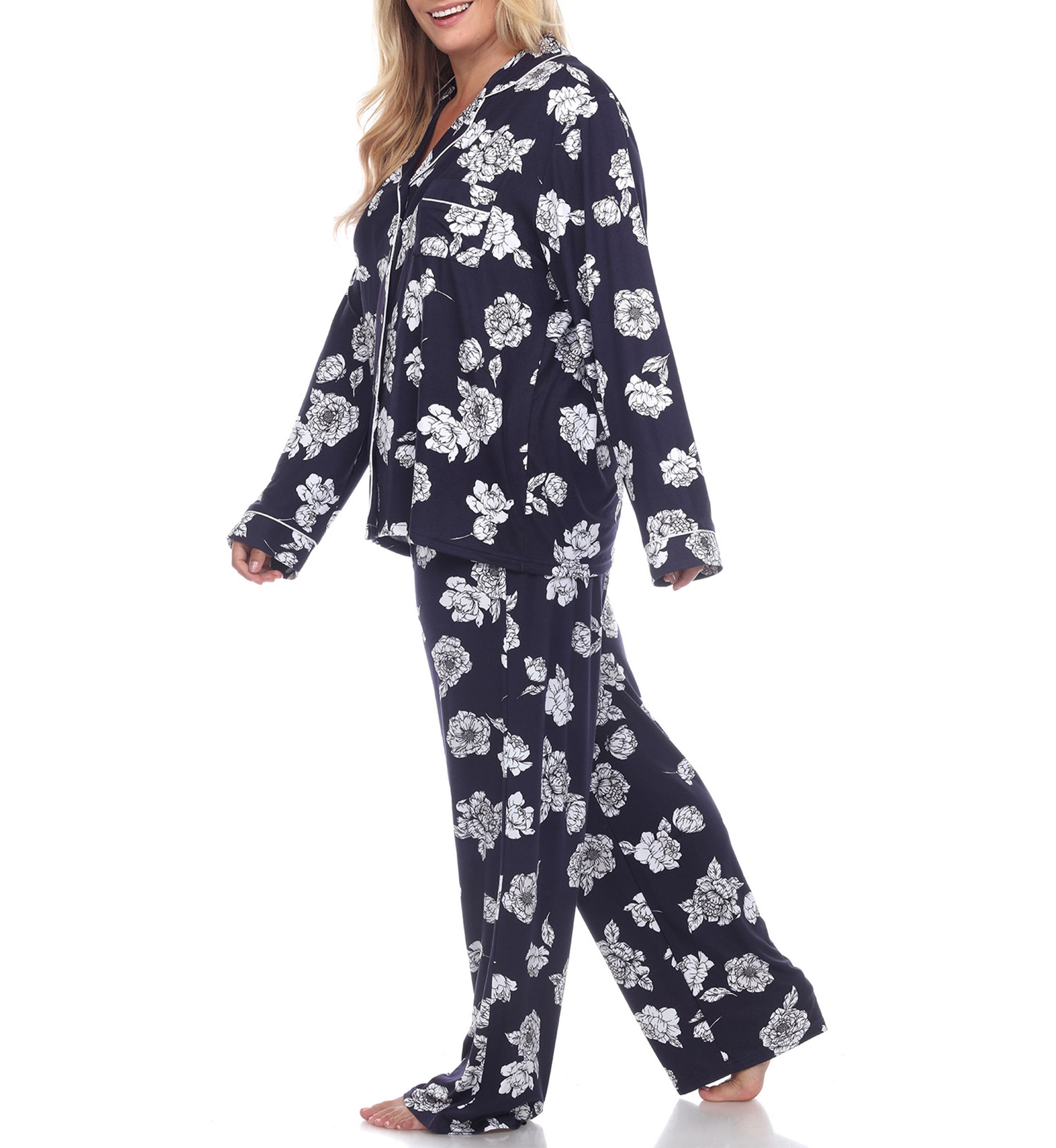 Plus Size Long Sleeve Floral Pajama Set