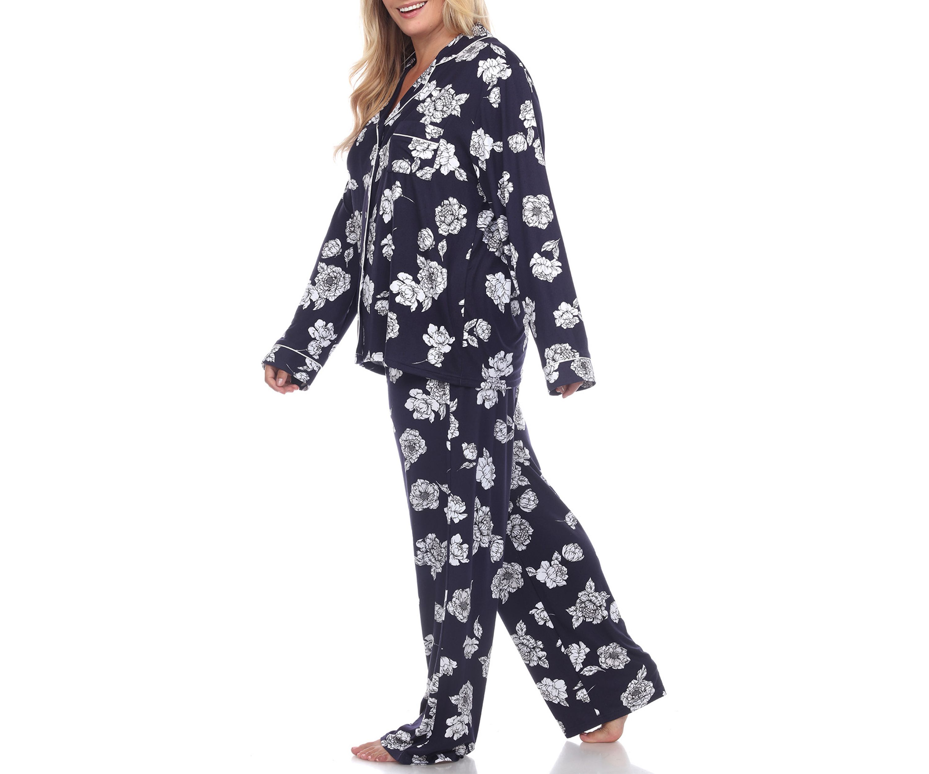 Plus Size Long Sleeve Floral Pajama Set