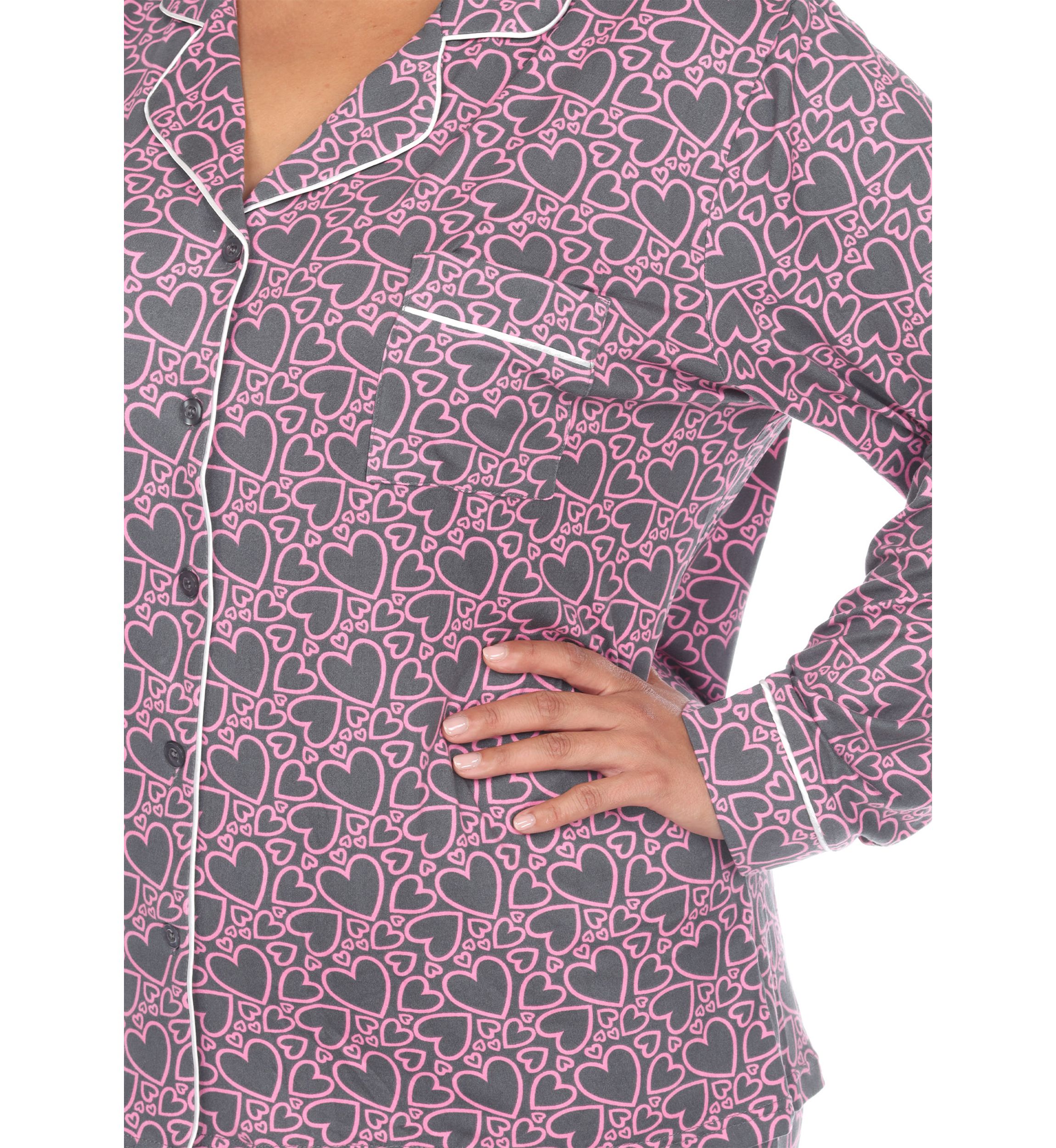 Plus Size Long Sleeve Heart Print Pajama Set