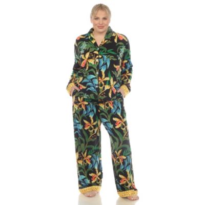 White Mark Women's Plus Size Two Piece Wildflower Print Pajama Set, 3X
