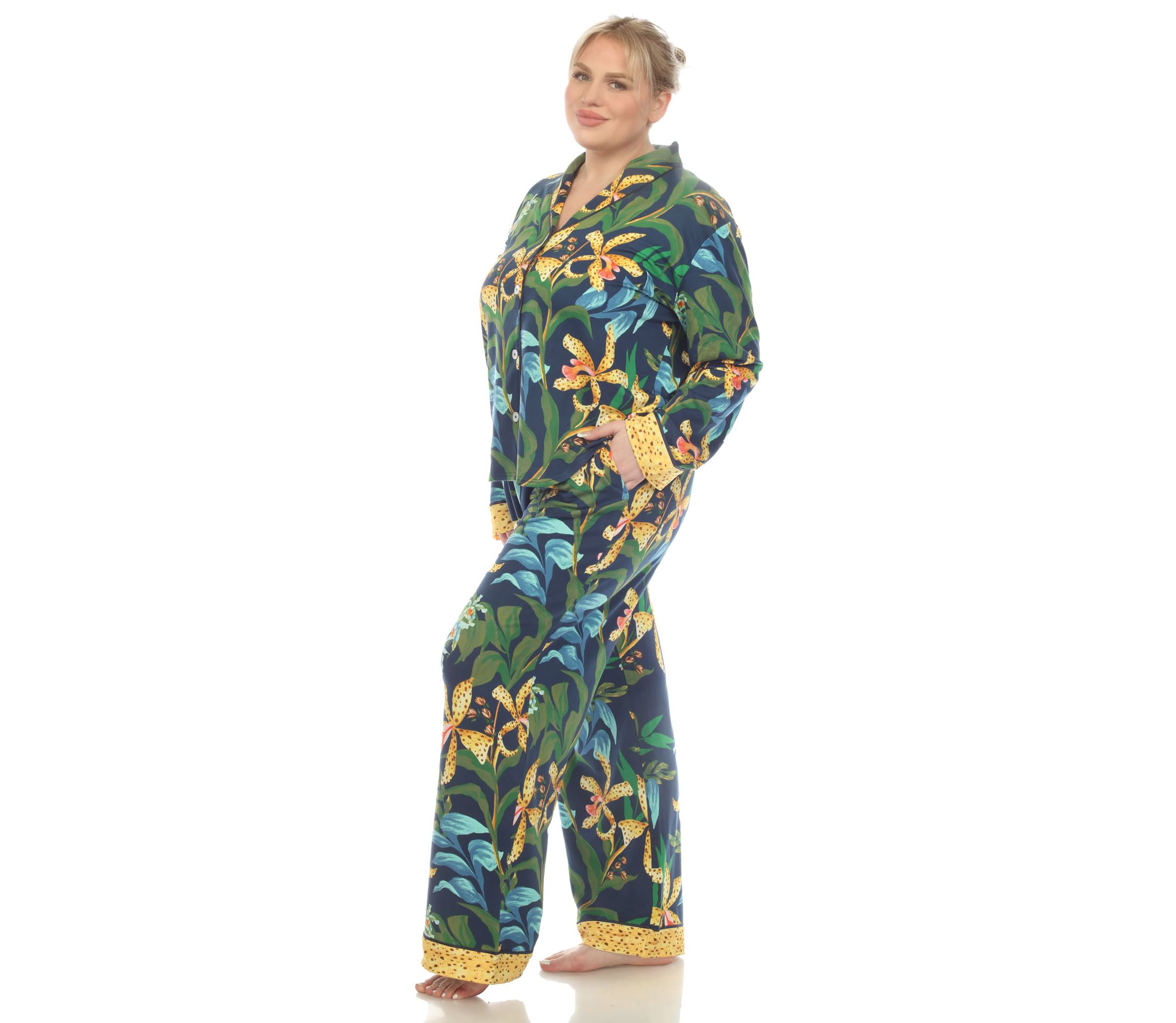 Plus Size Two Piece Wildflower Print Pajama Set