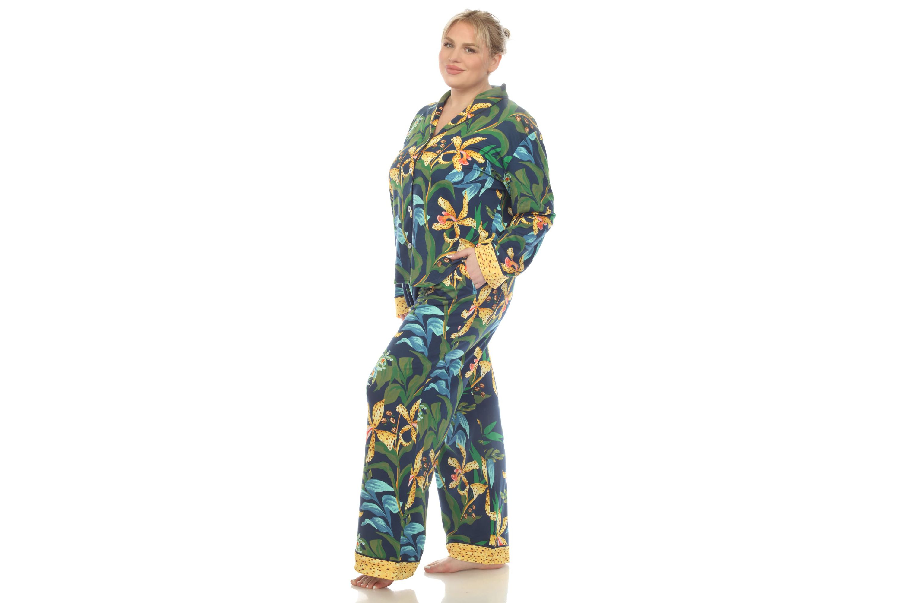 Plus Size Two Piece Wildflower Print Pajama Set