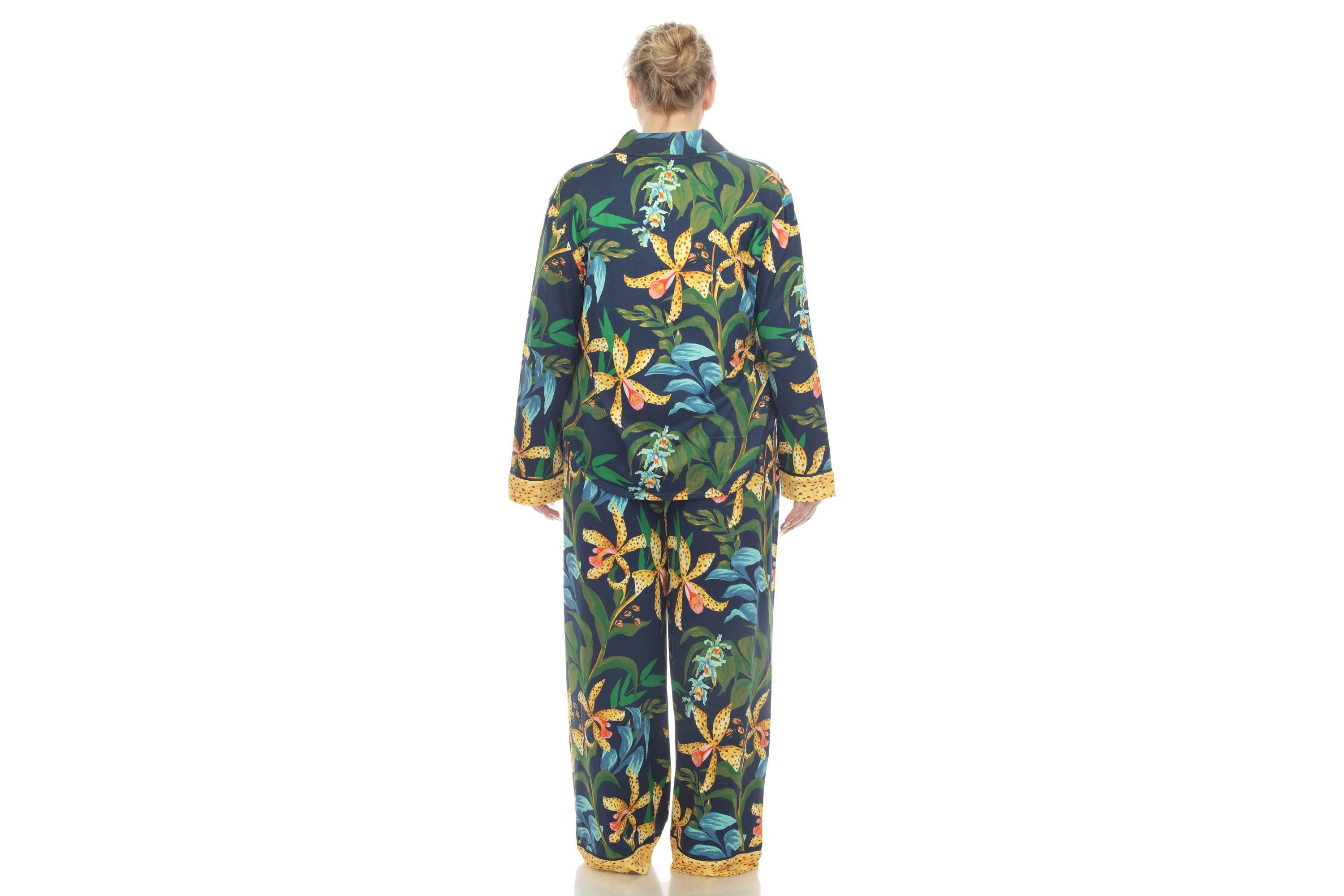 Plus Size Two Piece Wildflower Print Pajama Set