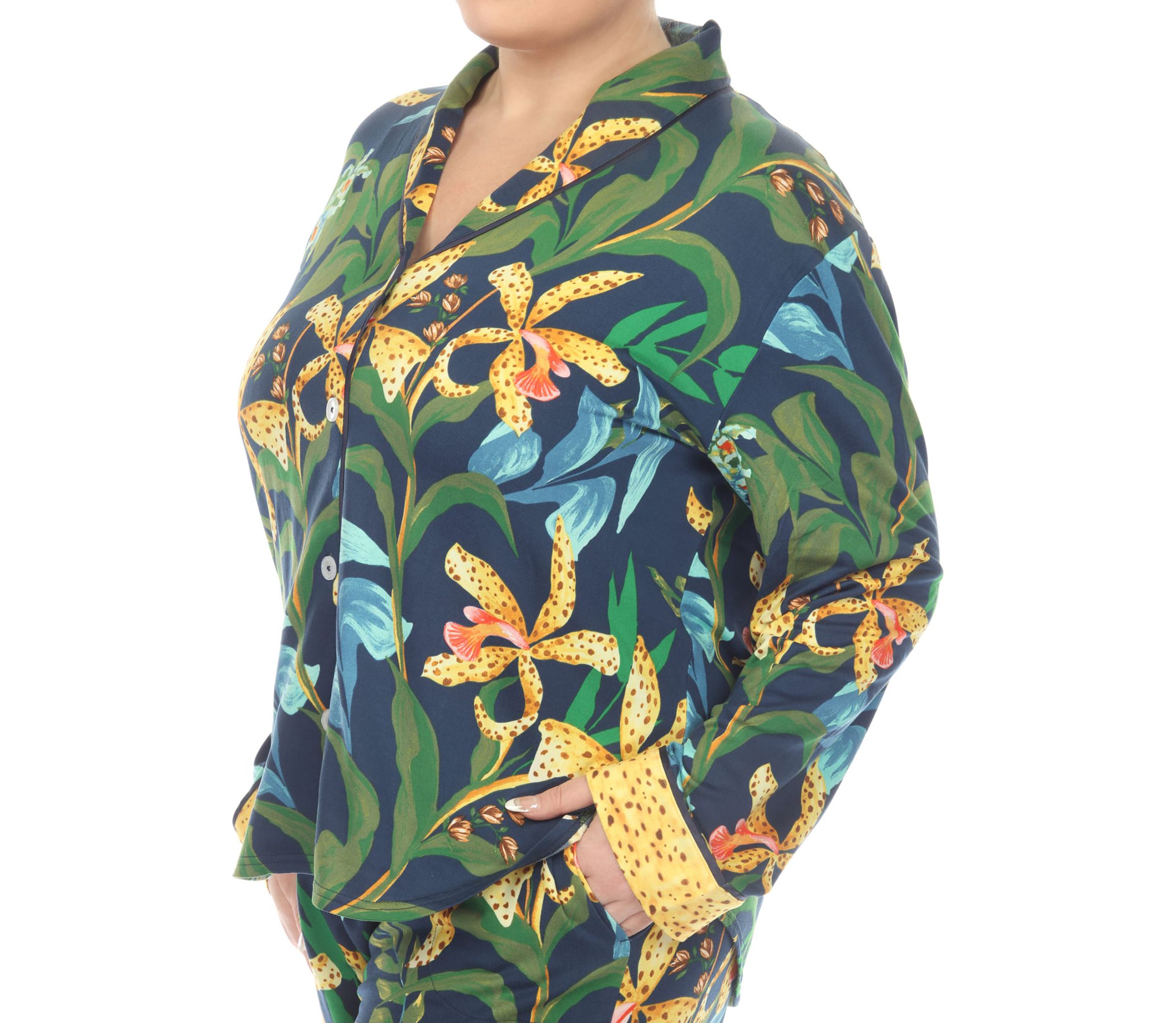 Plus Size Two Piece Wildflower Print Pajama Set