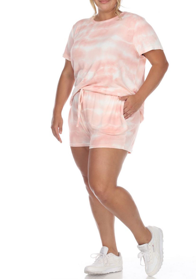 Plus Size 2 Piece Top & Shorts Lounge Set