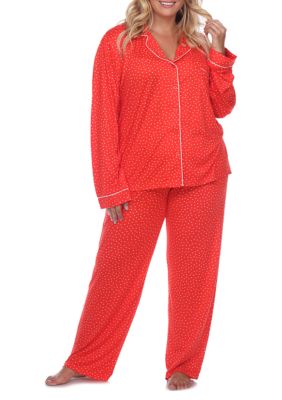 White Mark Plus Size Long Sleeve Pajama Set