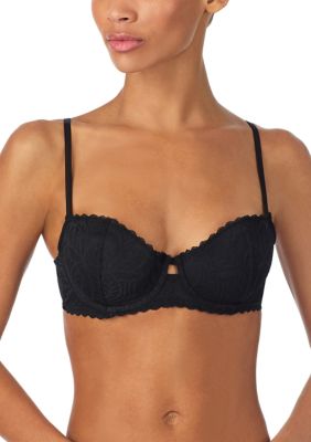 DKNY Women's Lace Deco Balconette Bra, Black, 34 C