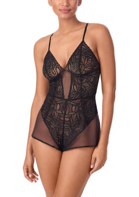 DKNY Women's Lace Deco Romper, Black, Medium