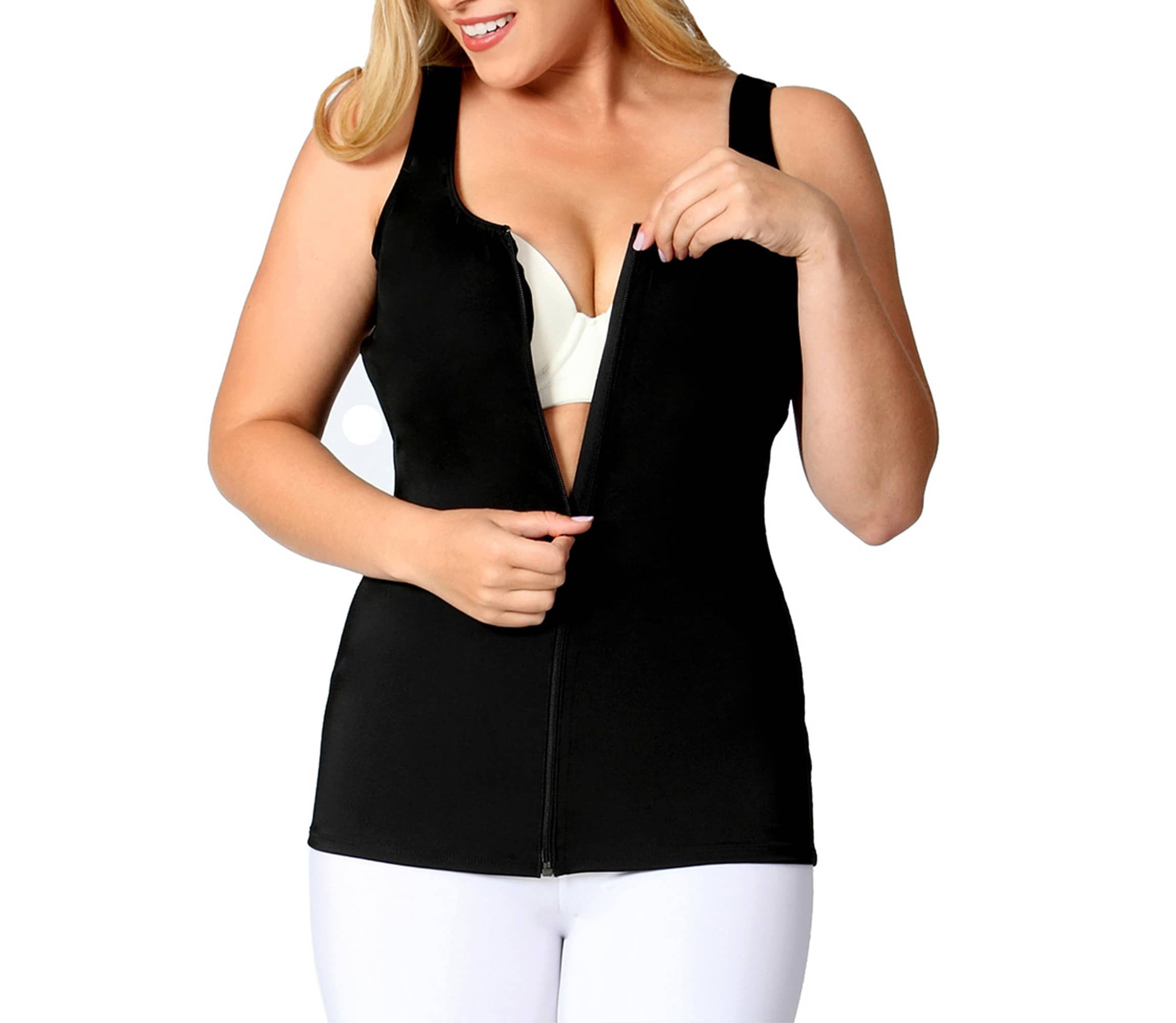 Scoop Neck Front Zip Tank Top
