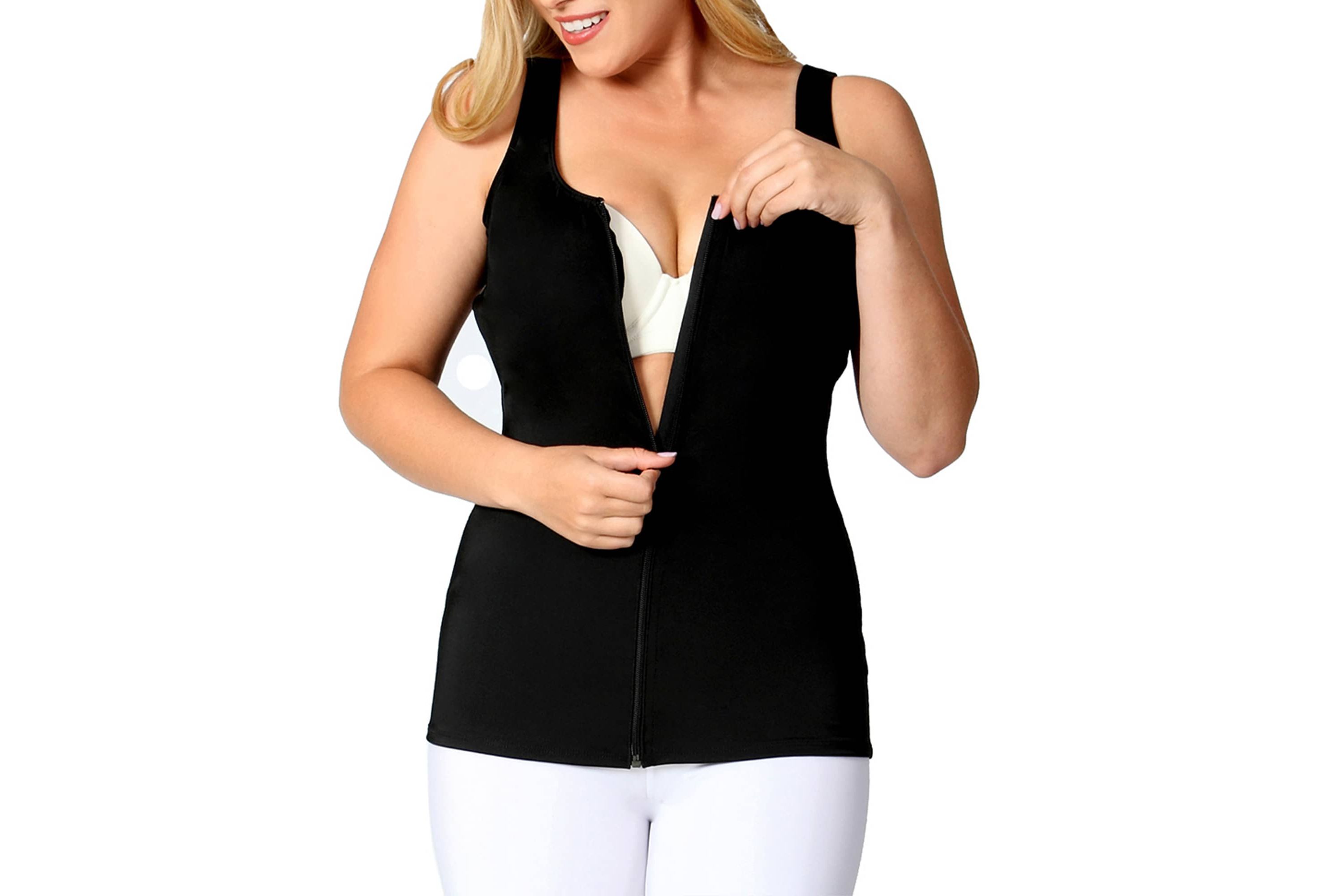 Scoop Neck Front Zip Tank Top