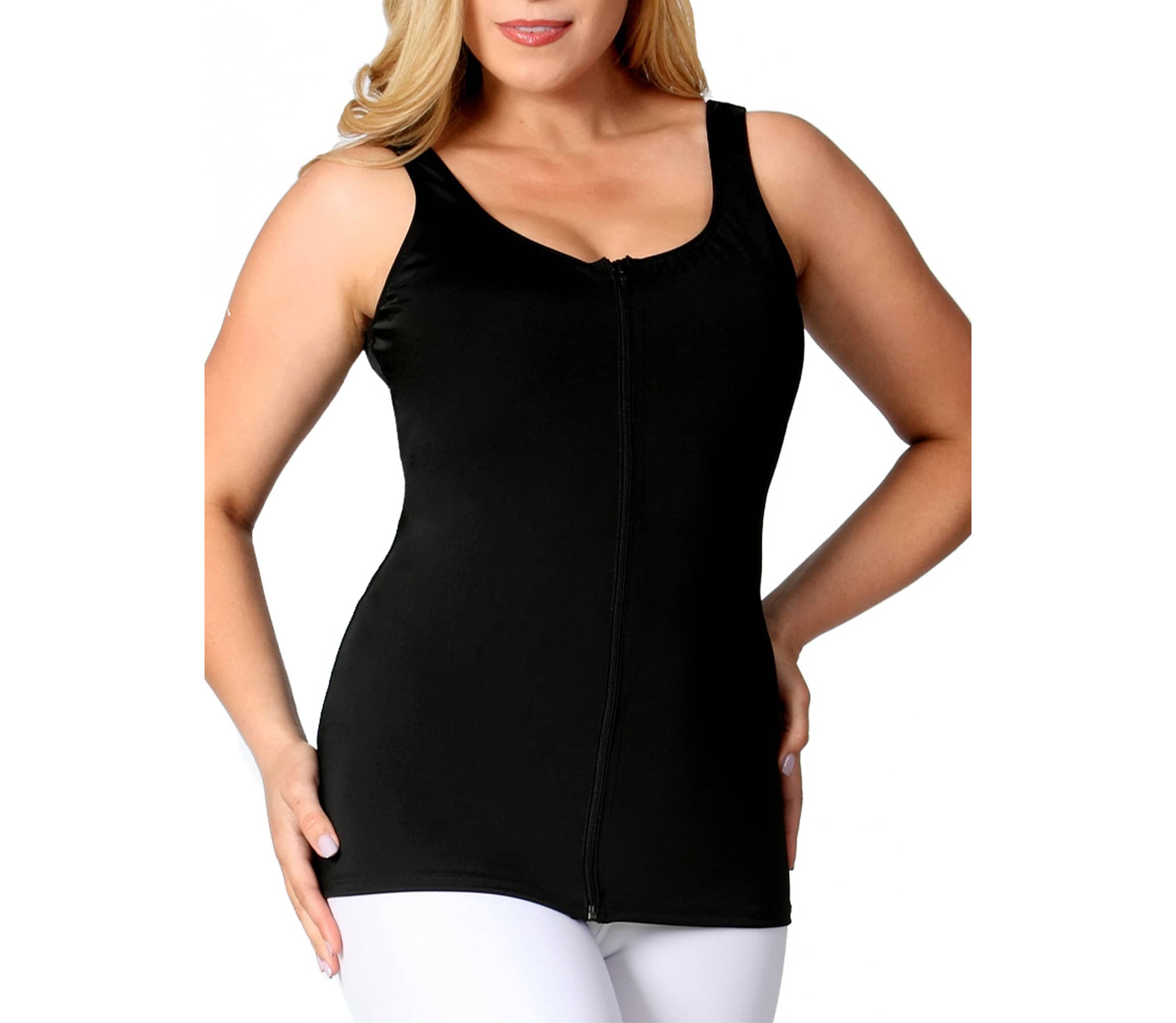 Scoop Neck Front Zip Tank Top