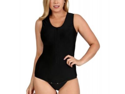 High Back Zip Front Tank Bodysuit