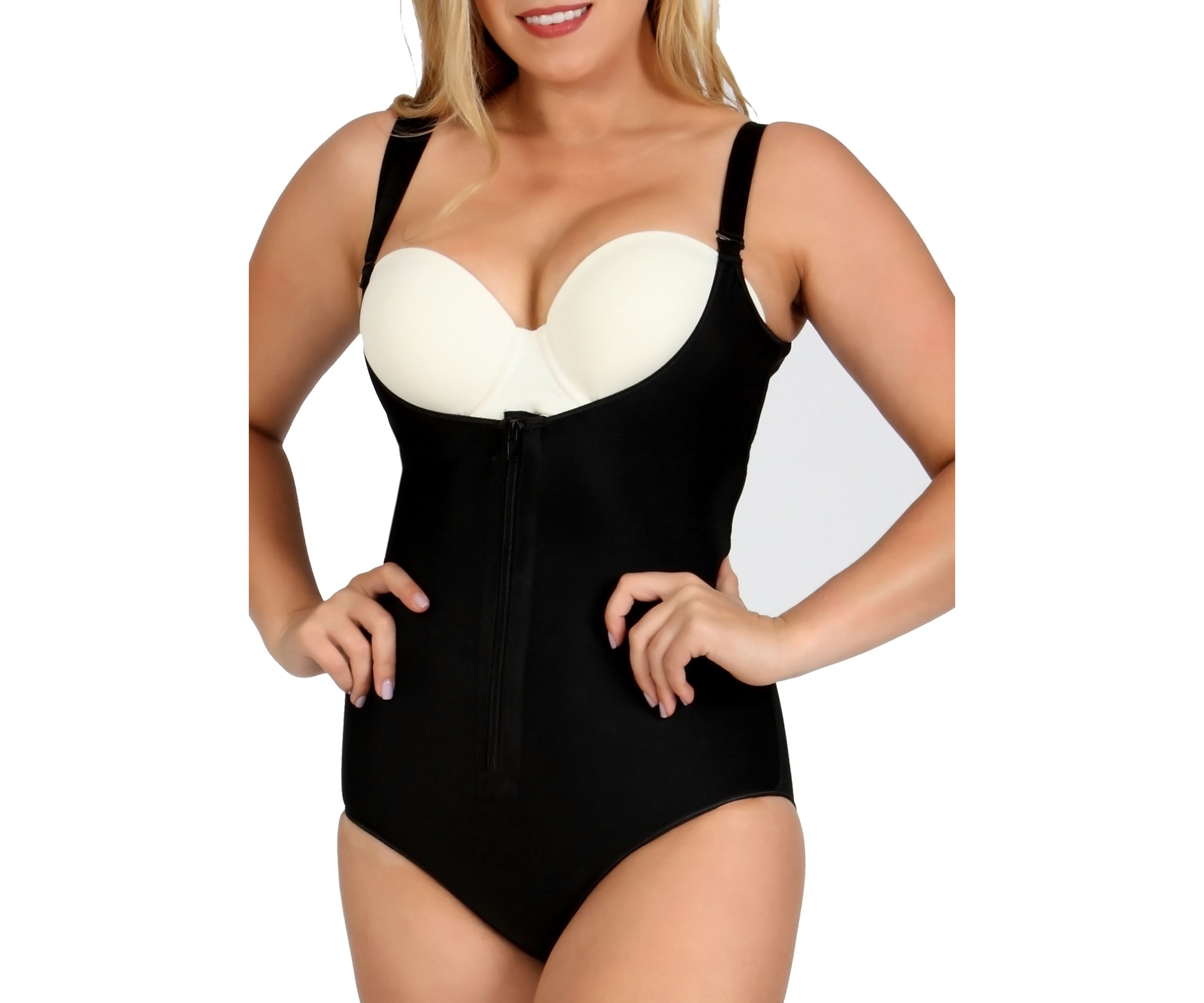 Undebust Front Zip Bodysuit